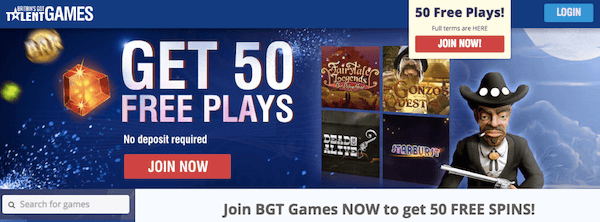 BGT games no deposit free spins
