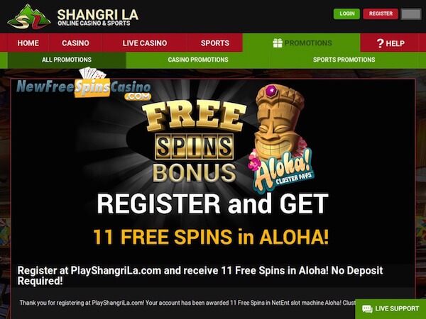 Shangri La Casino no deposit bonus