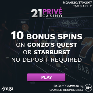 21Prive Casino 10 Bonus Spins No Deposit